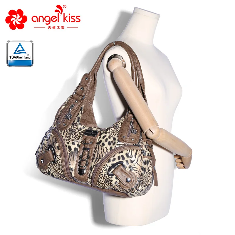 Angel Kiss Женские сумки мягкие Наплечные для женщин леопардовый принт Повседневная