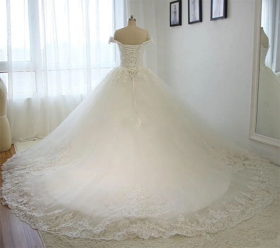 Vestido Де Casamento Реальные Фотографии Бальное платье Милая Люкс Блестки Бисером