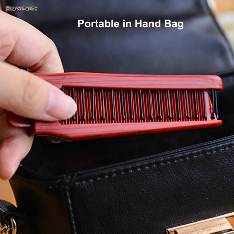 Starbeauty Foldable Wooden Line Comb Hair Clip Small Anti-static Soft Plastic Combs Dual Use Styling Travel Acc. | Украшения и