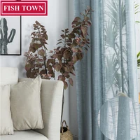 FISH TOWN  Korean Solid Tulle Curtains for Bedroom Window Sheer Curtains for Living Room Kitchen Modern Voile Blinds Drapes