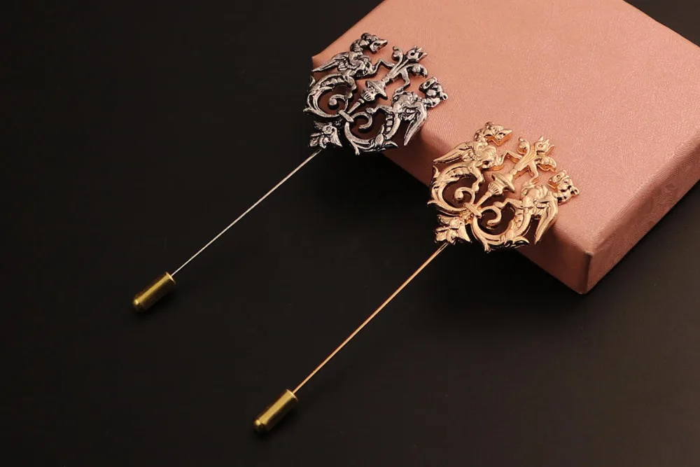 Мужская Винтажная брошь в виде дракона золотистая на воротник 3 цвета | Украшения