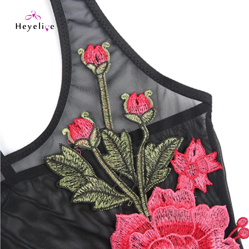 Perspective Mesh Swimwear Women Sexy One Piece Swim Suit High Cut Monokini New Girls Bathing With Embroidery Print Bodysuit | Спорт и
