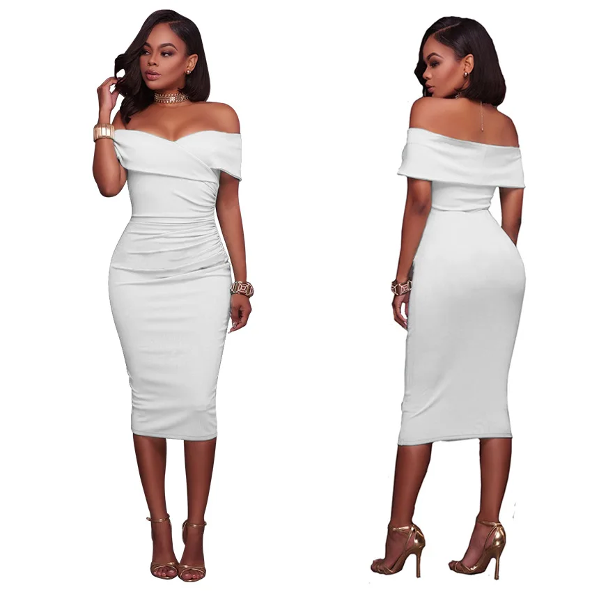[Cuitatos] Для женщин Мода 2017 на осень-зиму Сексуальная Bodycon праздничное платье Slash шеи