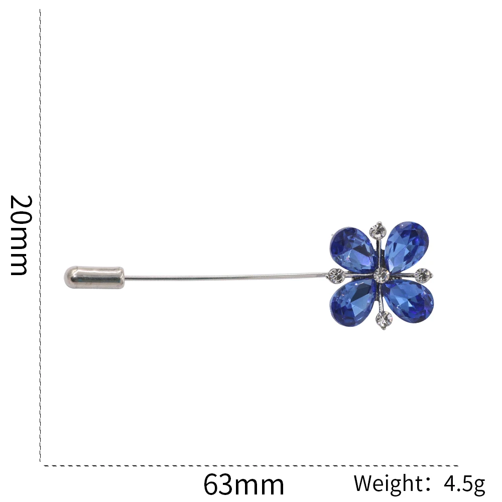 12 шт./лот синяя брошь в виде цветка с кристаллами для женщин металлическая из