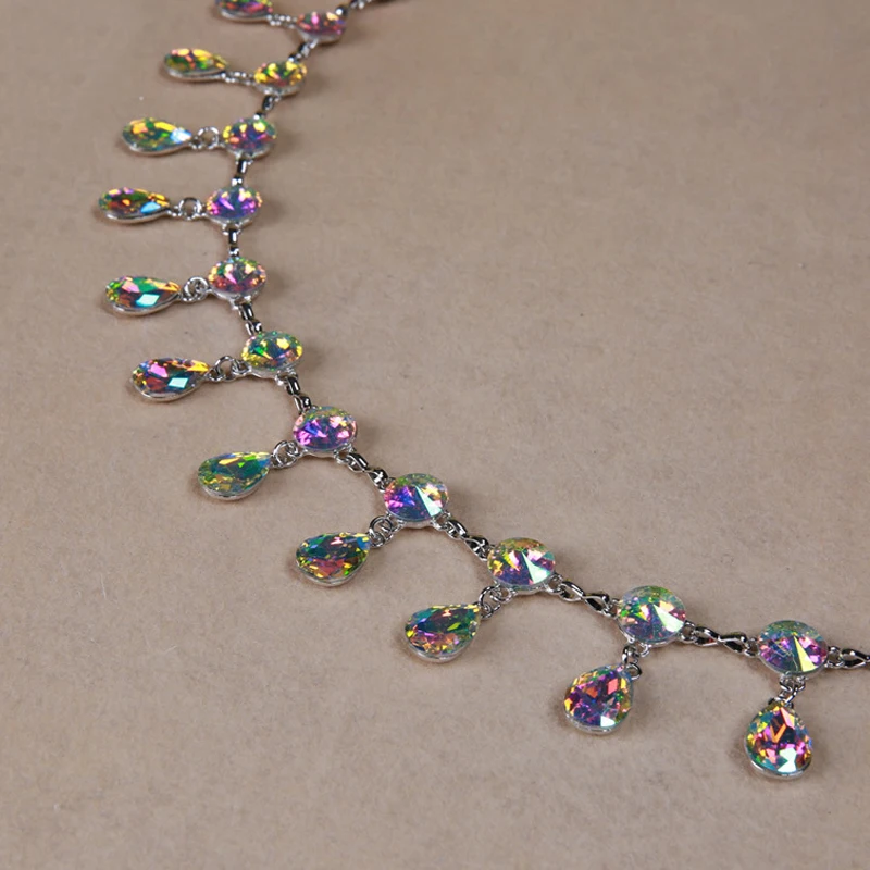 

New Designer color rhinestone big gem metal waist chain tassel belts for Women's Crystal Slimming Belt female dresses belt