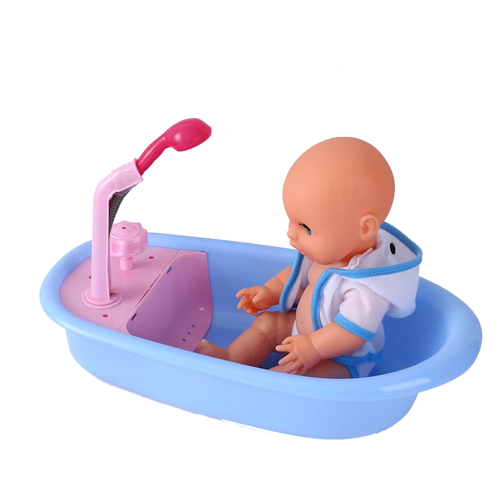 Children's Simulation Play Suit Baby Shower Bath Toys Bathroom Mini Doll Drink Water Baby Doll Play House Set For Children