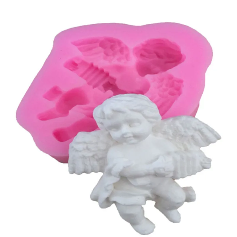 Милый ангел мальчик с электронной формой органа 3D Силиконовые формы торта
