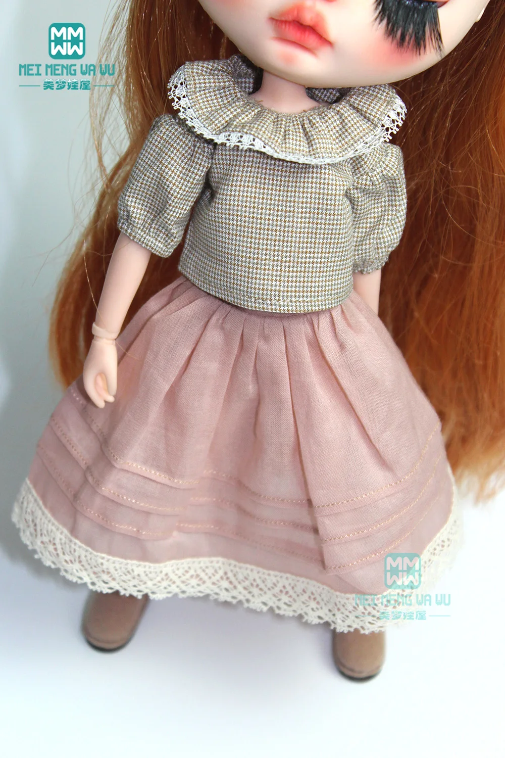 

1pcs Blyth Clothes fashion plaid shirt, casual skirt for 28-30cm Blyth Azone OB22 OB24 doll accessories