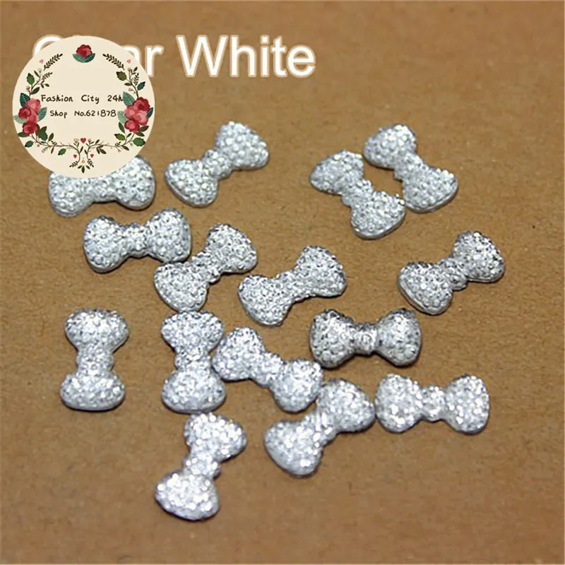 200pcs 12*7mm смесь цветов смолы starry Стразы с бантом плоская спина кабошон DIY nail