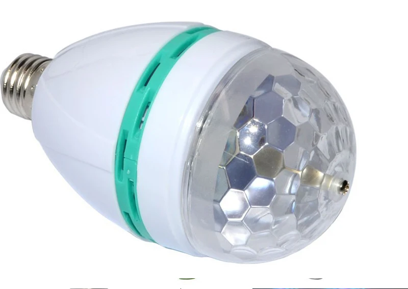 E27 мини 3 Вт 6 красочный автоматический вращающийся RGB корпус для светодиодной