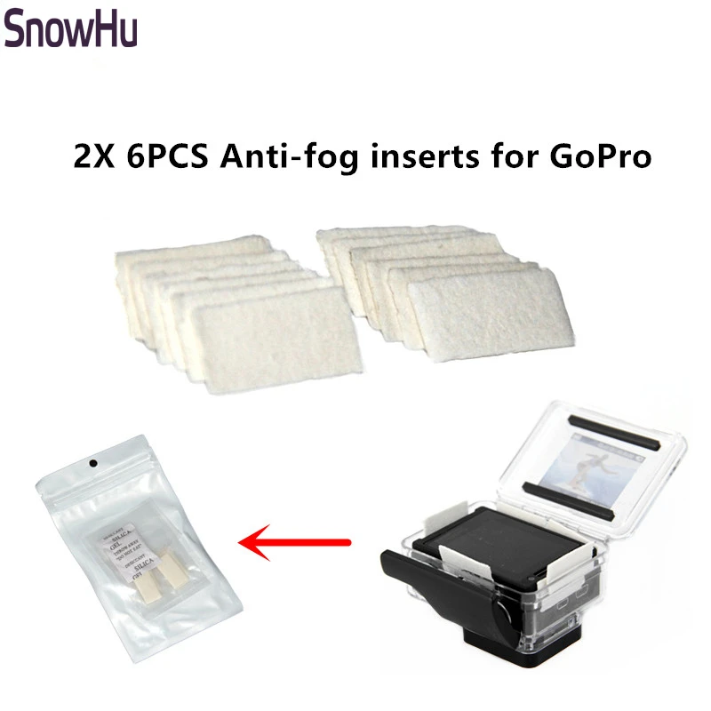 SnowHu 12 шт. противотуманные вставки для Gopro Hero 9 8 7 6 Yi 4K SJ4000 чехол камеры сушильные