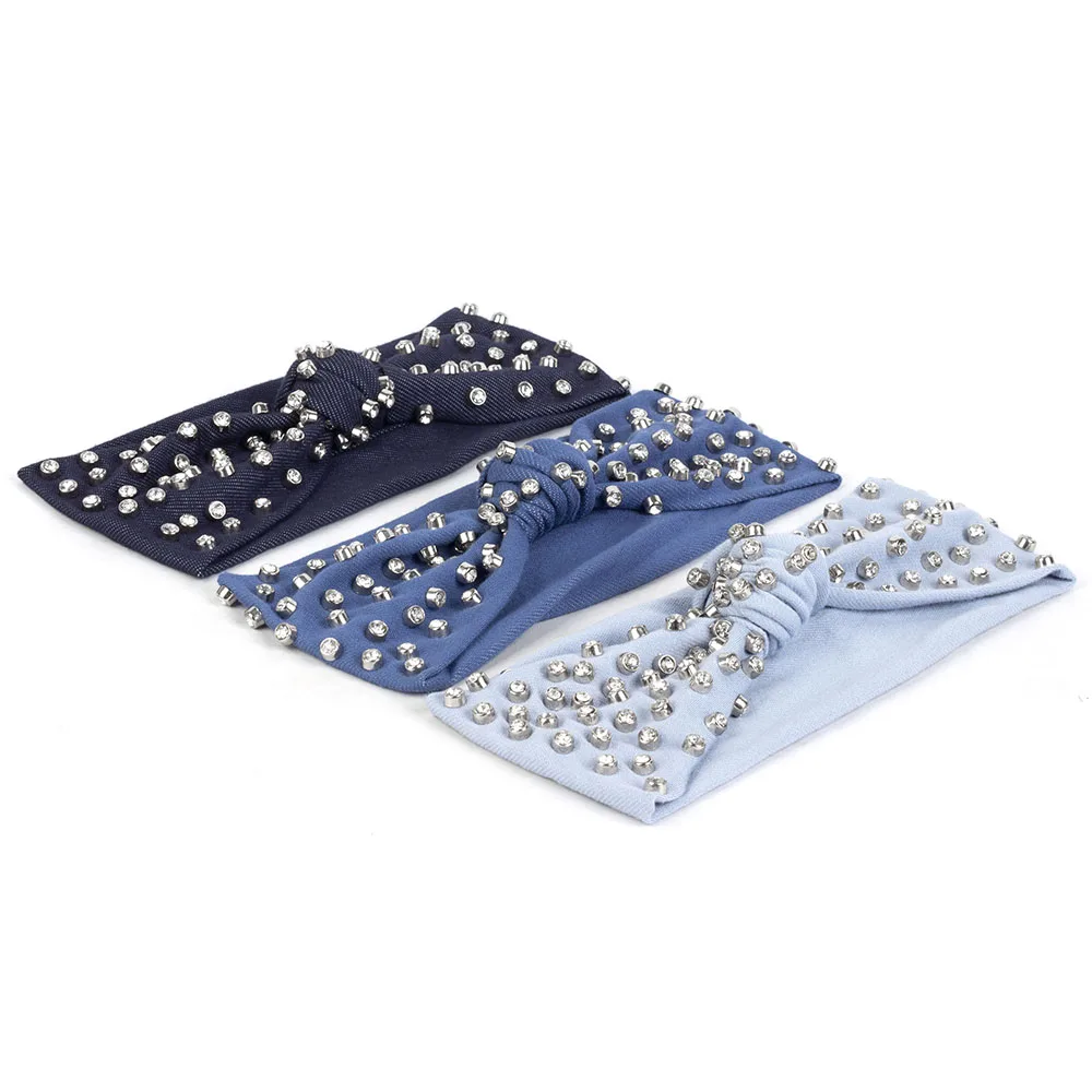 Geebro в богемном стиле из джинсовой ткани рубчик лента для волос женщин аксессуары