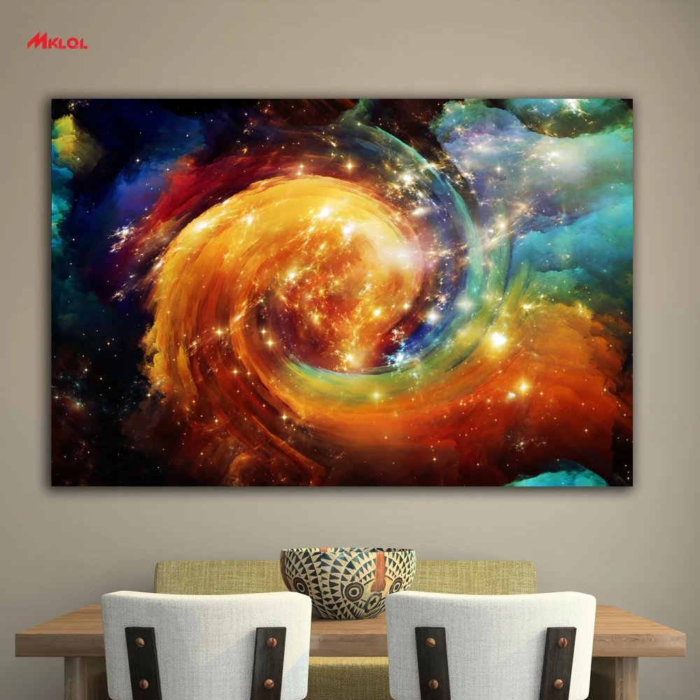 Картина маслом для декора стен большого размера "Вселенная звезда" для ресторана, кабинета, спальни. Красивая стенная картина для гостиной без рамы.