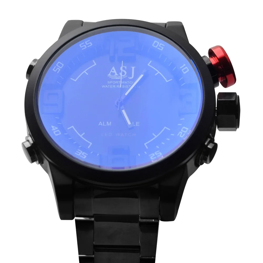 Мужские спортивные часы ASJ с двойным механизмом мужские цифровые светодиодные