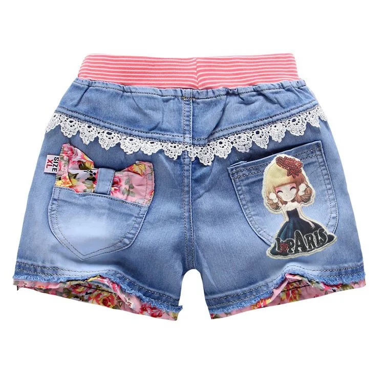 2017 летние джинсовые шорты для девочек корейские с рисунком | Мать и ребенок