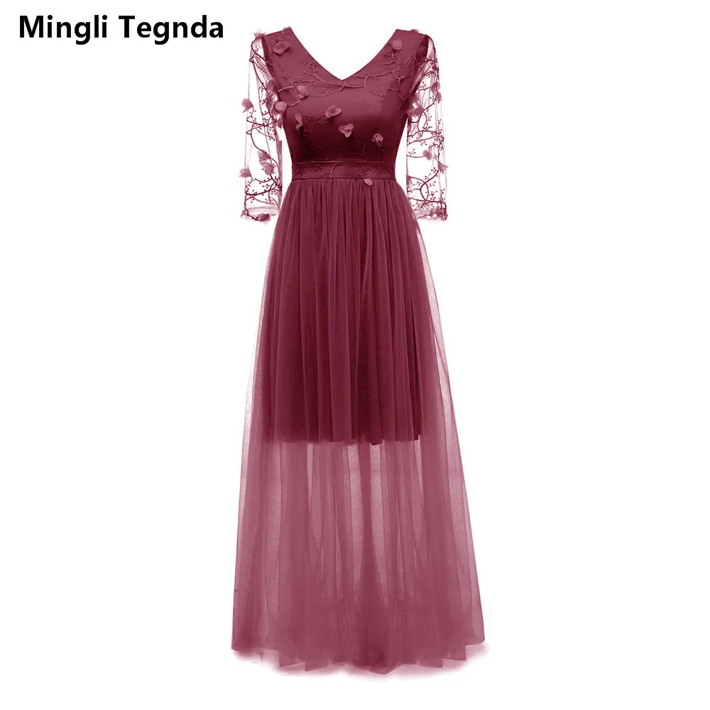 

Платье для свадьбы mingli tengda, бордовое кружевное, абрикосовое, длинное, карамельного цвета, оранжевого, розового цвета