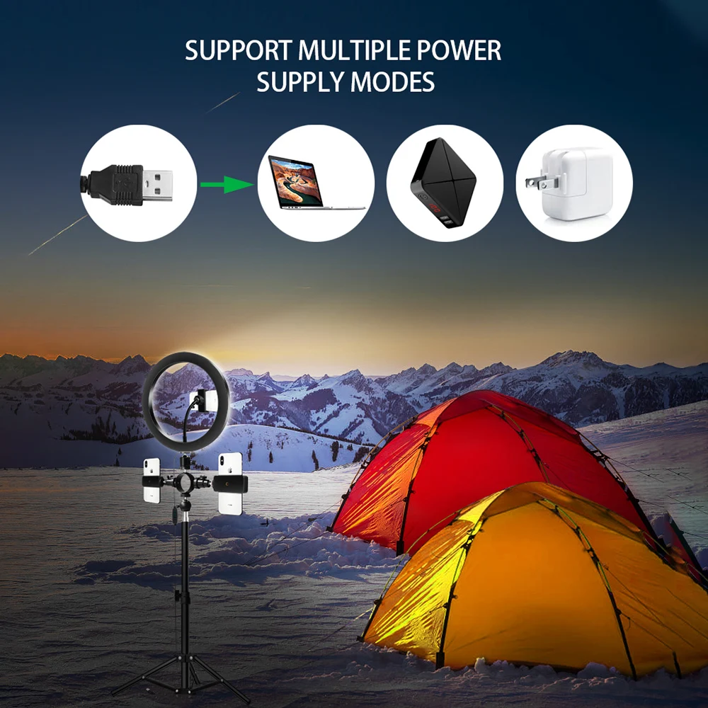 

Dimmable 3600ml LED Selfie Ring Light USB Studio Photography Photo Fill Ring Light with Tripod for Makeup Live Streaming Video
