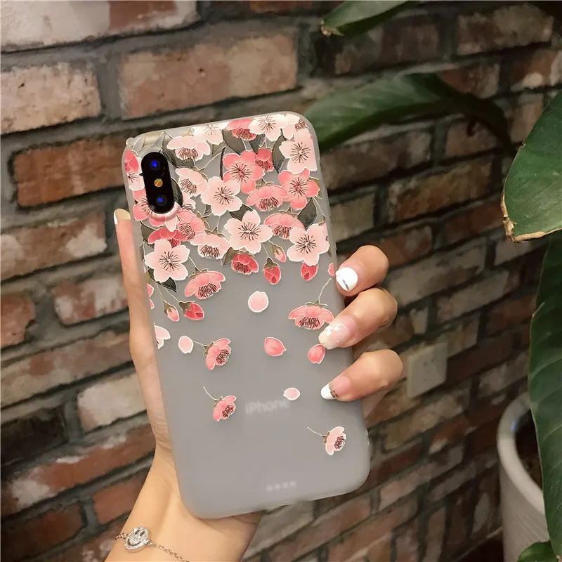 3D тиснение вишневого цвета чехол для телефона samsung Galaxy S10 Lite S9 S8 Plus Note 8 9 рельефный