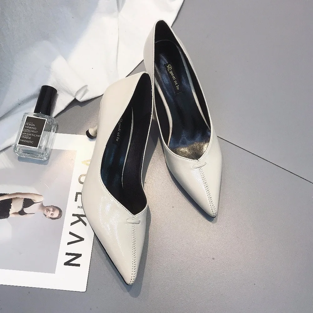 Fashion Pumps Women 2019 Spring Autumn Pointed Toe 6 cm Thin High Heels Office Ladies Shoes Zapatos Mujer Beige Black Nude | Обувь