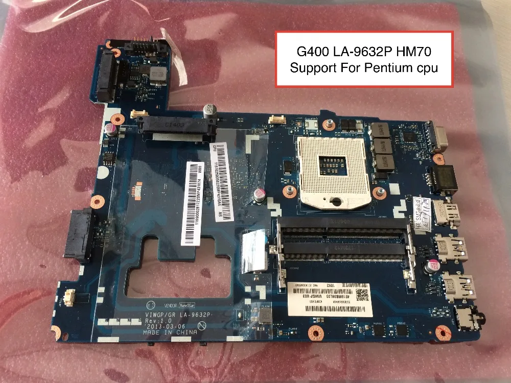 Новая материнская плата для ноутбука lenovo G400 VIWGP/GR LA-9632P(HM70 только для процессора Pentium