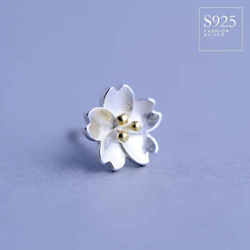 925 гвозди с белым грибом голубые серьги-гвоздики цветком милая искусственная