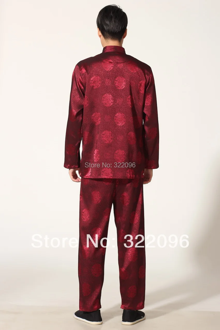 

Shanghai Story Spring men clothing set kung fu suit set men chinese kung fu suit Red color shirt + pants white color M0049-C