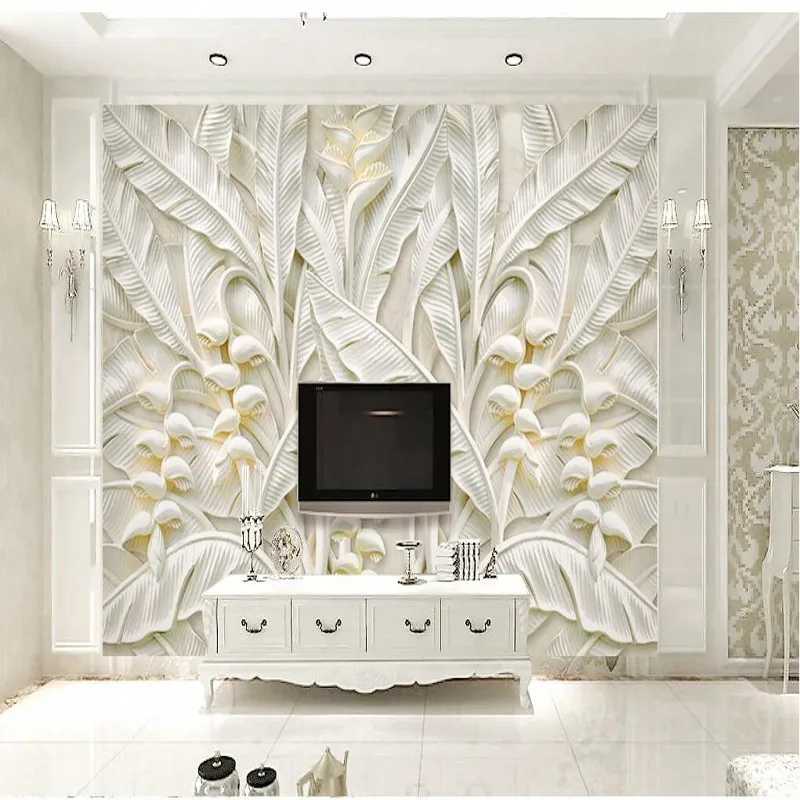 

beibehang beige 3d 3d stereo relief leafy TV living room background home decoration