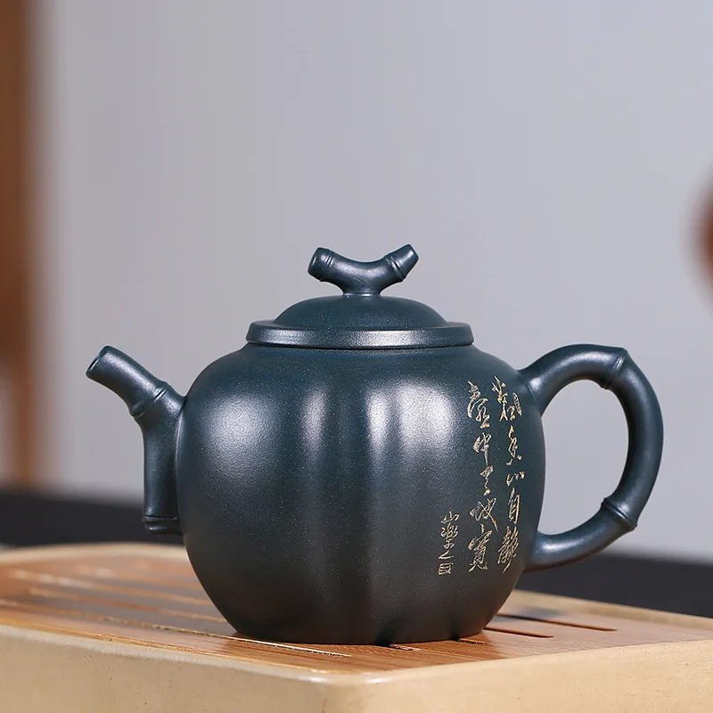 

Yixing recommended quality goods by manual undressed ore ink pot of green mud of bamboo kung fu tea set the teapot