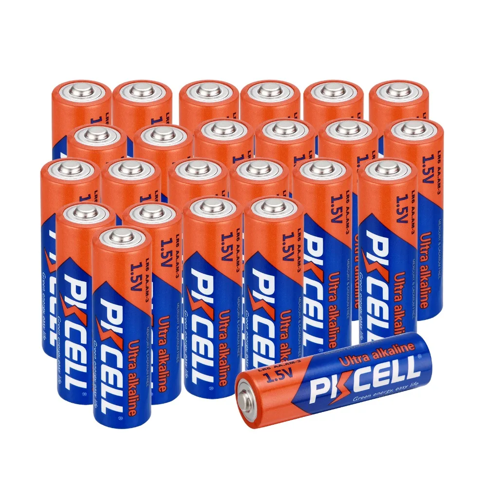 24 шт. Pkcell AA 1 5 V Промышленные щелочные батареи EN91/MN1500/LR6/AM3 однократное