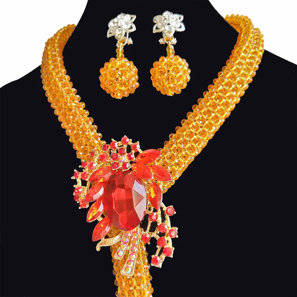 2019 Шампанское Свадебный Африканский комплект ювелирных изделий нигерийской