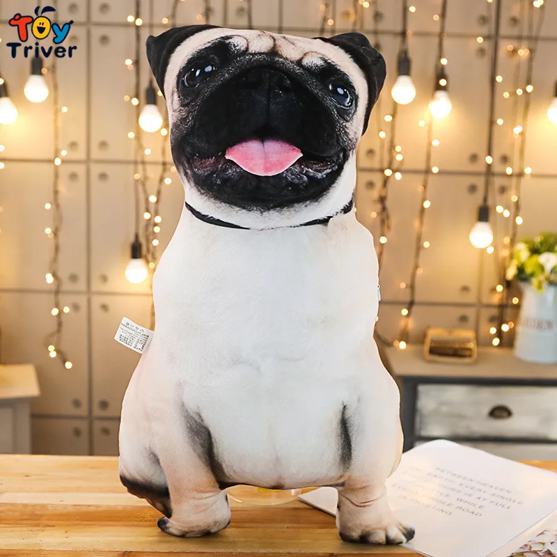 Плюшевая игрушка в виде кошки котенка мопса собаки мягкая кукла подушка для