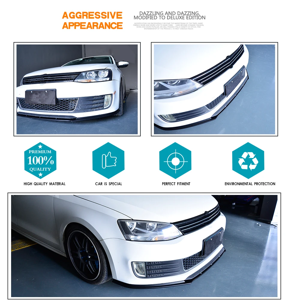 Передний спойлер из углеродного волокна для Volkswagen VW Jetta GLI MK6 Sedan 4 двери 2013- Черный FRP автомобильный Стайлинг