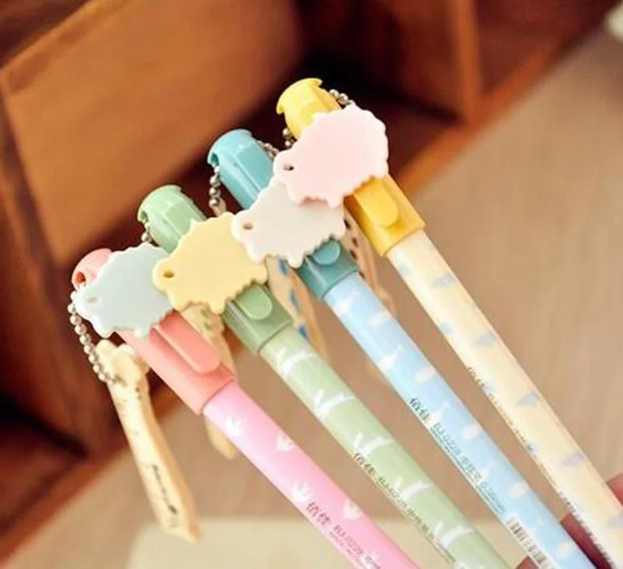 

12pcs/lot Cute Cartoon Deer and Sheep gel pen with small ruler as school Stationery suppliers for children , school students