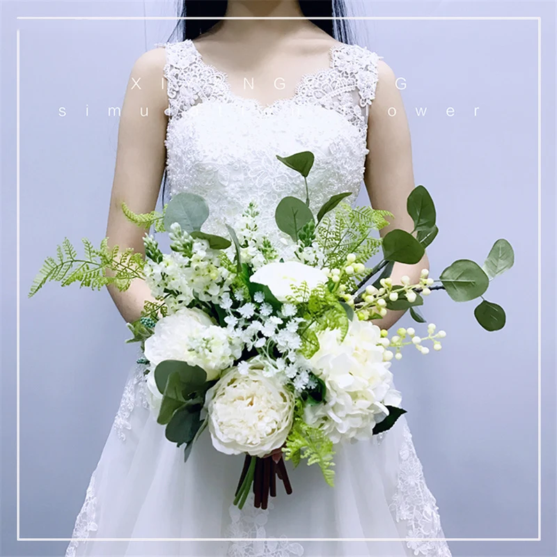 

DIY Bride Bouquet Wedding Accessory Artificial Eucalyptus Green Leaf Wedding Decorative Holding Flower Bouquet Home Decor 8pcs