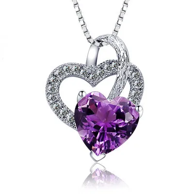 925 серебро Forever Love три сердца суперпозиция романтический фиолетовый фианит
