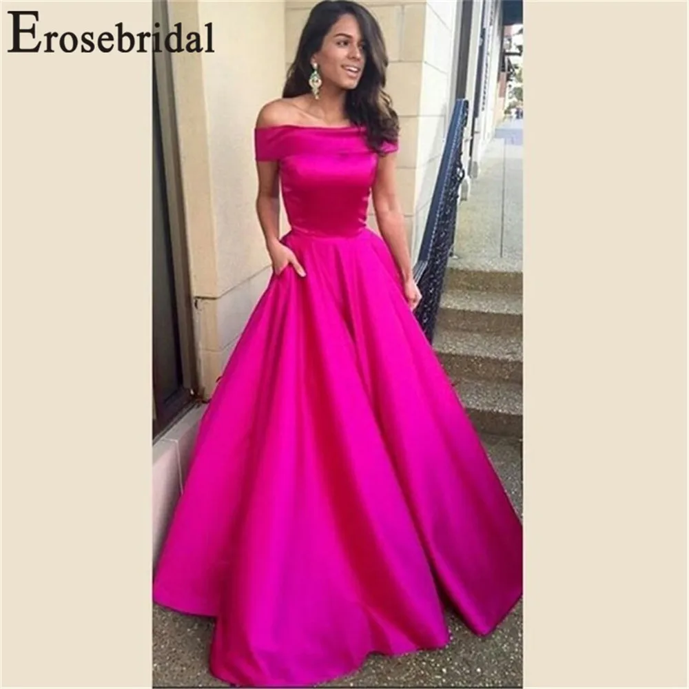 Erosebridal Новое прибытие Дешевые Длинные атласные вечерние платья с лодочкой шеи