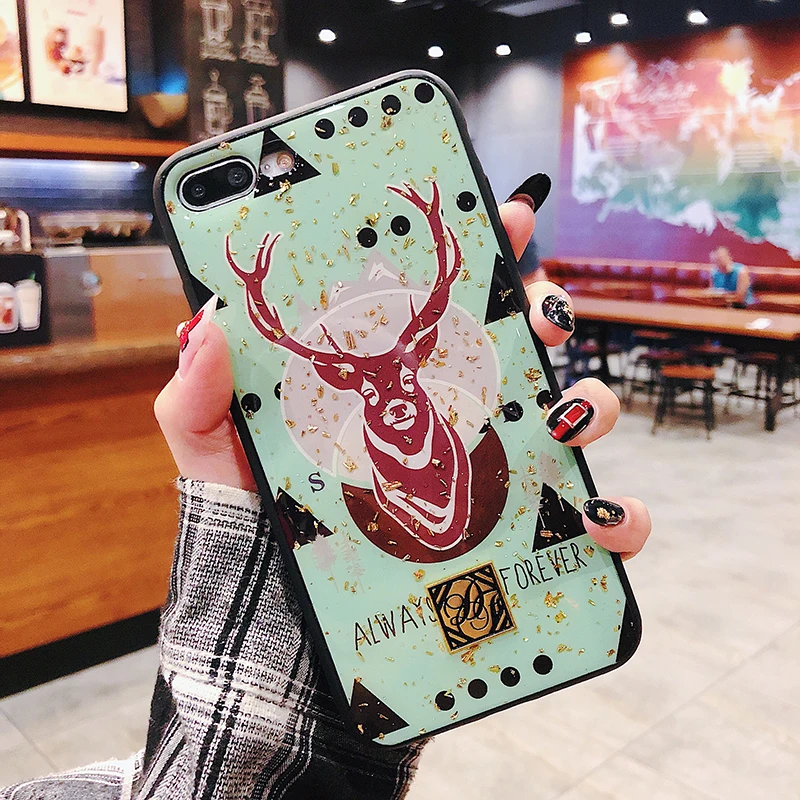 Новые эпоксидные леопардовые листья лося Капа чехол для iPhone 6 S 7 8 Plus X XS MAX XR Чехлы