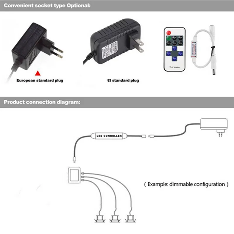 Шкафчик dimmable 6 огни установить беспроводной пульт дистанционного управления RF