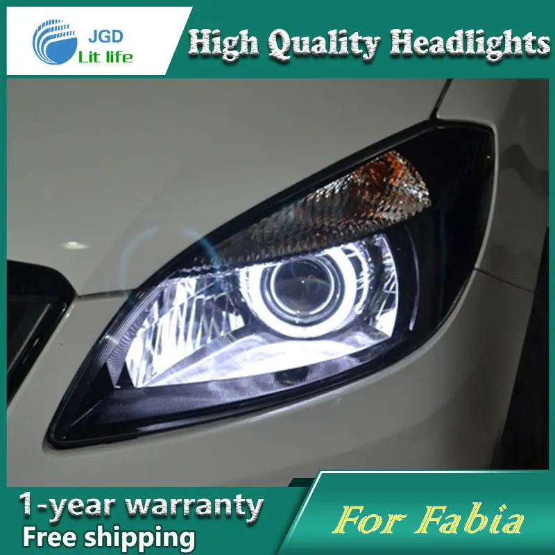 Чехол для автомобильного стайлинга налобный фонарь Skoda Fabia 2007 2015 светодиодный
