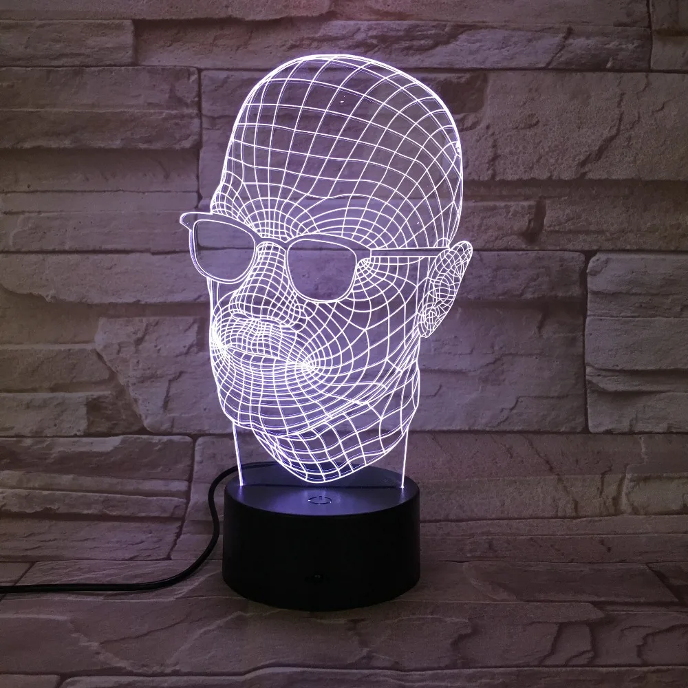 Новинка Стекло череп 3D светодиодный светильник Настольная лампа украшения на