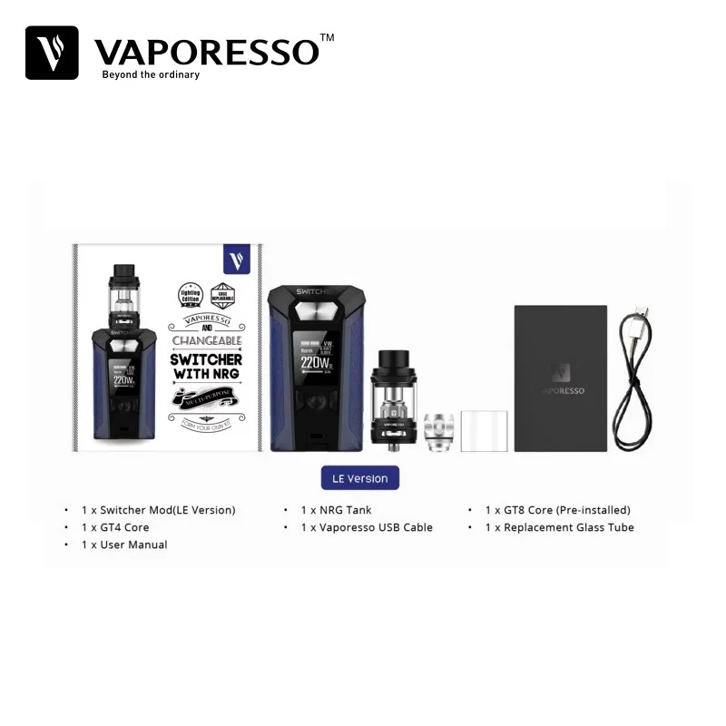 Vaporesso коммутатор 220 Вт TC поле Mod Vape для электронной сигареты комплект 5 мл NRG танк