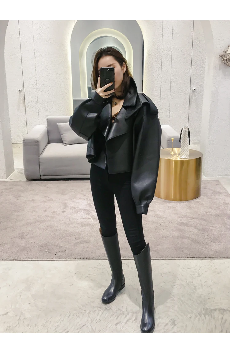 Женские Coat2019Autumn зимние; из овечьей кожи; женские Куртки из натуральной кожи из натуральной овечьей кожи короткие женские туфли больших размеров