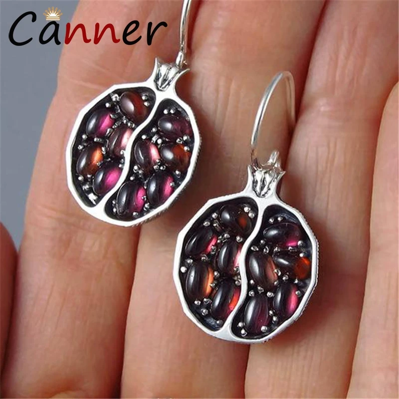 CANNER, Винтажные серьги из граната, золотые, серебряные, висячие серьги из натурального граната, серьги для женщин, девушек, ювелирные изделия kolczyki FI