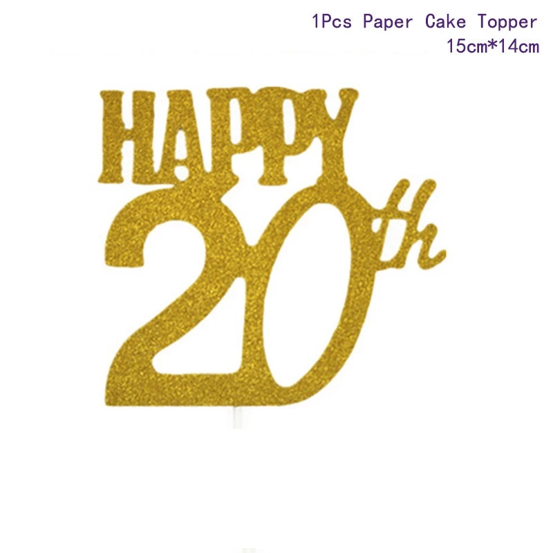 20th Cake Topper Taoup воздушные шары форма Топпер для торта «С Днем Рождения» украшения торта принадлежности Свадебный декор для торта кекса топперы Baby Shower Girl - Цвет: 20th Cake Topper