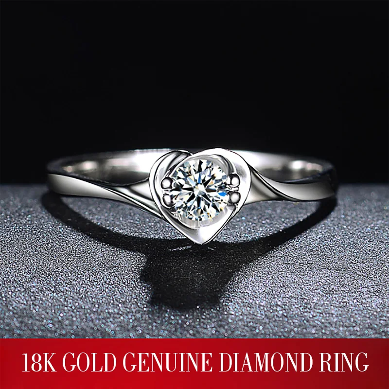 Кольцо с натуральным бриллиантом 18 К золото Свадебное женское предложение