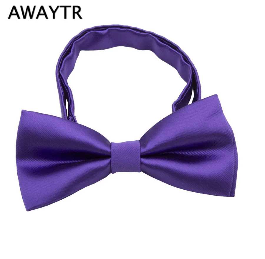 Детские регулируемые галстуки бабочки AWAYTR фиолетовые школьные для мальчиков