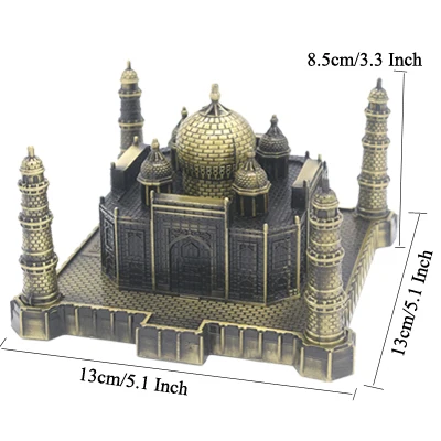 Taj Mahal Ермакова металлическая архитектурная Статуэтка всемирно известный ориентир сувенир здания статуя домашний офис Настольный Декор Рождественский подарок - Цвет: Taj Mahal
