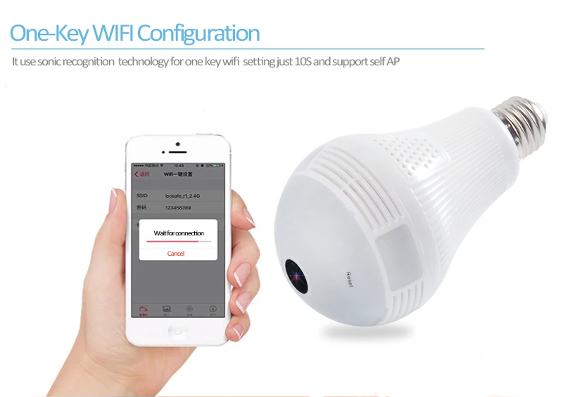 

Marviosafer 3MP 5MP WIFI 3D IP Wireless Network VR Camera 360 Degree Panoramic View Fisheye Led Light Bulb 1080P Camera