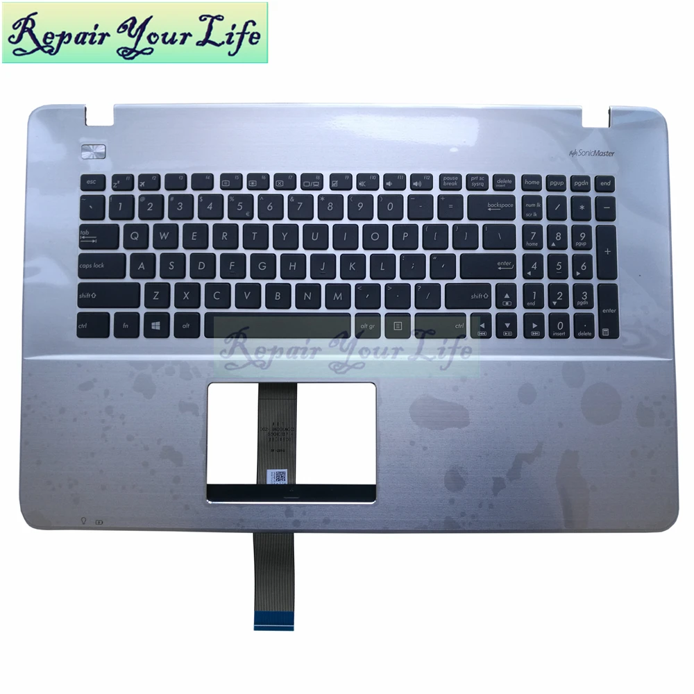 

English Laptop keyboard palmrest for ASUS X751 X751L X751LD LJ X751LK 3C X751LX 90NB0775-R31UI0 610KUI00 keyboards silver shell