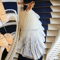 luxury off the shoulder wedding dresses a line 12 half sleeves appliques vintage lace cathedral royal train bridal gowns